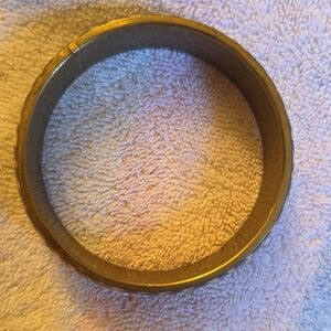 Gold With Brown And White Stripes Bangle Bracelet